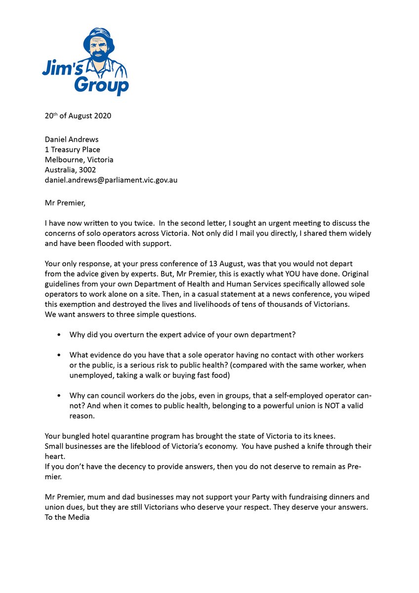 Thejimpenman's tweet photo. Open letter to @DanielAndrewsMP number 3
You can READ ONLINE at https://t.co/zo16E7G5jy https://t.co/POWjwGmlIq