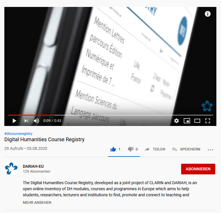ACDH_OeAW's tweet photo. The brand new #dhcourseregistry promotion video is online, presenting the central #DigitalHumanities course hub in a new design: https://t.co/HGU6BwhuWd @CLARINERIC @DARIAHeu @umblaetterer @DARIAHde #CLARIAHat https://t.co/hPuMpzR5c0