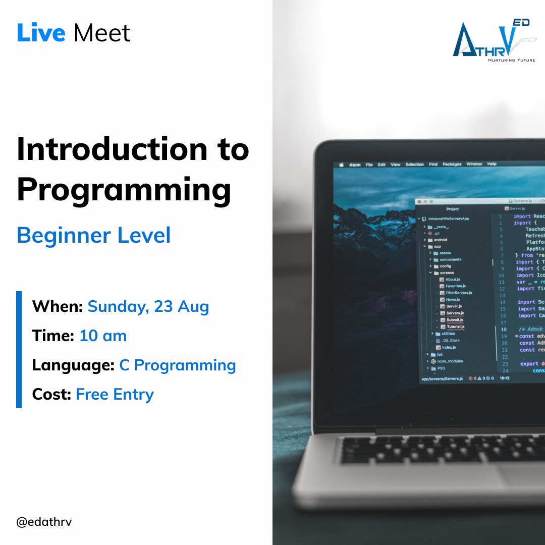 edathrv's tweet photo. Always wondered how to up your #coding skills???
Come be a part of our #livesession and get started in your coding journey!!
The session is #free and open to all.
Register down below!!
https://t.co/hin99KLbQl
#happylearning #livemeet #powerprogramming #athrved https://t.co/jXTaSQFURQ