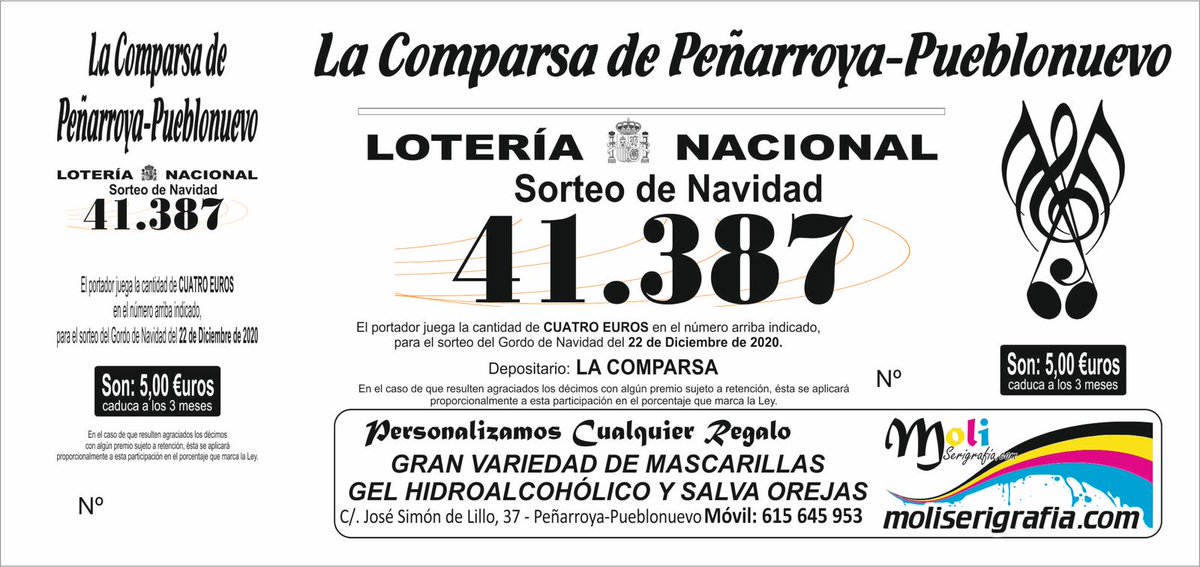 Buenos días, como cada año por estas fechas, ya tenemos disponible nuestra lotería de navidad. Puedes comprarla enviándonos un privado o poniéndote en contacto con alguno de nuestros componentes.