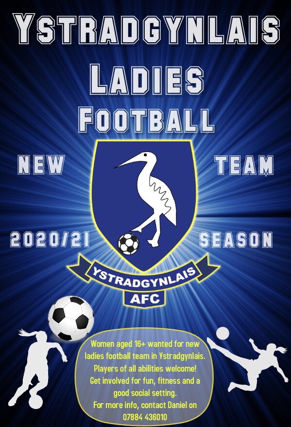 NEW LADIES TEAM 

It’s Thursday, which can only mean one thing...it’s Ladies training night!

⏰ 7pm
📍Penrhos Fields (SA9 1SE)

Ages 16+
All abilities welcome from new starter to seasoned pro! 

Football! Fun! Fitness! Social! Whatever your reasons, come along and give it a go!