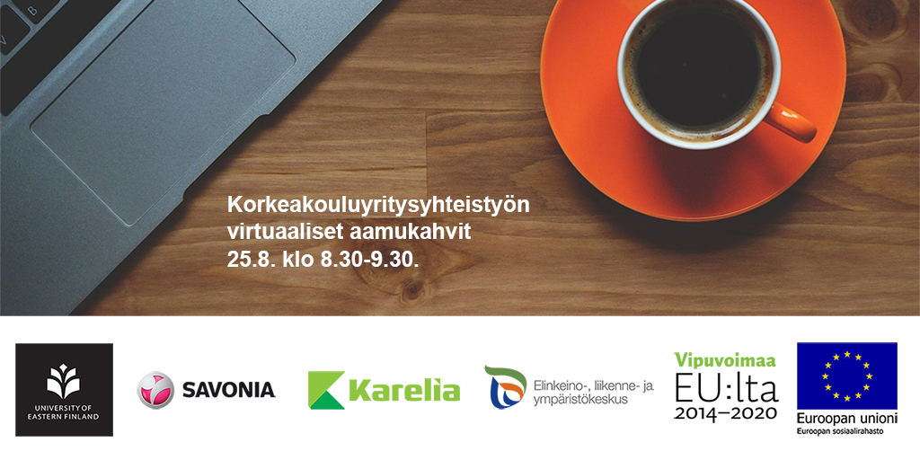 UniEastFinland's tweet photo. Korkeakouluyritysyhteistyön virtuaalikahvit 25.8.
Tervetuloa keskustelemaan yhteistyömahdollisuuksista! Aamukahvit toteutetaan englanniksi #fotoniikka'teemalla. Ilmoittaudu tänään 20.8. https://t.co/HqfzHAMVdm #uef @UEFyhteistyo #YRIKE @jyrkisaarinen @BusinessJoensuu #Nanocomp https://t.co/iFq3v4uPj4