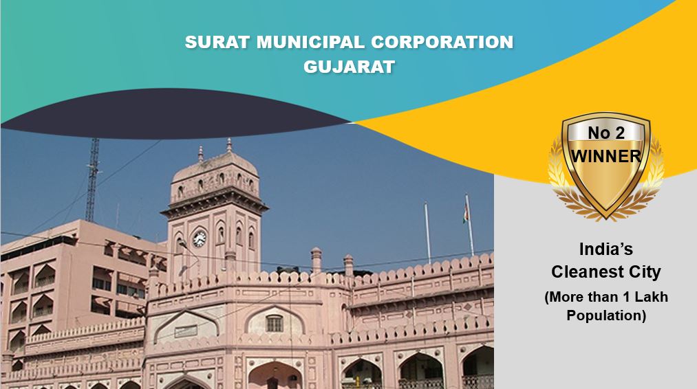 CommissionerSMC's tweet photo. Congratulations! Surat has been declared as the 2nd cleanest city in India by #SwachhSurvekshan2020. We are thankful to all citizens for their active participation in maintaining our city clean. https://t.co/4R44hXXnlM