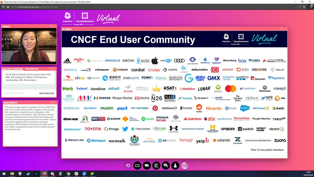 Alexis "Horgix" Chotard (🦋 horgix.fr) (@horgix) on Twitter photo Last day of #KubeCon #CloudNativeCon, how could it start better than with such a panel ! <a href="/oicheryl/">Cheryl Hung</a> <a href="/__Jenninha/">Jen Strejevitch</a> <a href="/phennex/">Kasper Borg Nissen 🦋</a> <a href="/kenowens12/">Ken Owens</a> and Lee Mills to talk about Cloud Native patterns adoption in various companies & context from End Users 🚀 Last day of #KubeCon #CloudNativeCon, how could it start better than with such a panel ! <a href="/oicheryl/">Cheryl Hung</a> <a href="/__Jenninha/">Jen Strejevitch</a> <a href="/phennex/">Kasper Borg Nissen 🦋</a> <a href="/kenowens12/">Ken Owens</a> and Lee Mills to talk about Cloud Native patterns adoption in various companies & context from End Users 🚀