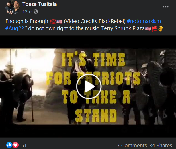 For a guy who currently has an active arrest warrant on him for violating parole, it does seem odd that Tiny Toese is trying to recruit more people to participate in Saturday's fascist road show. Black Rebel made a movie. Maybe he plans to stick around for this too.