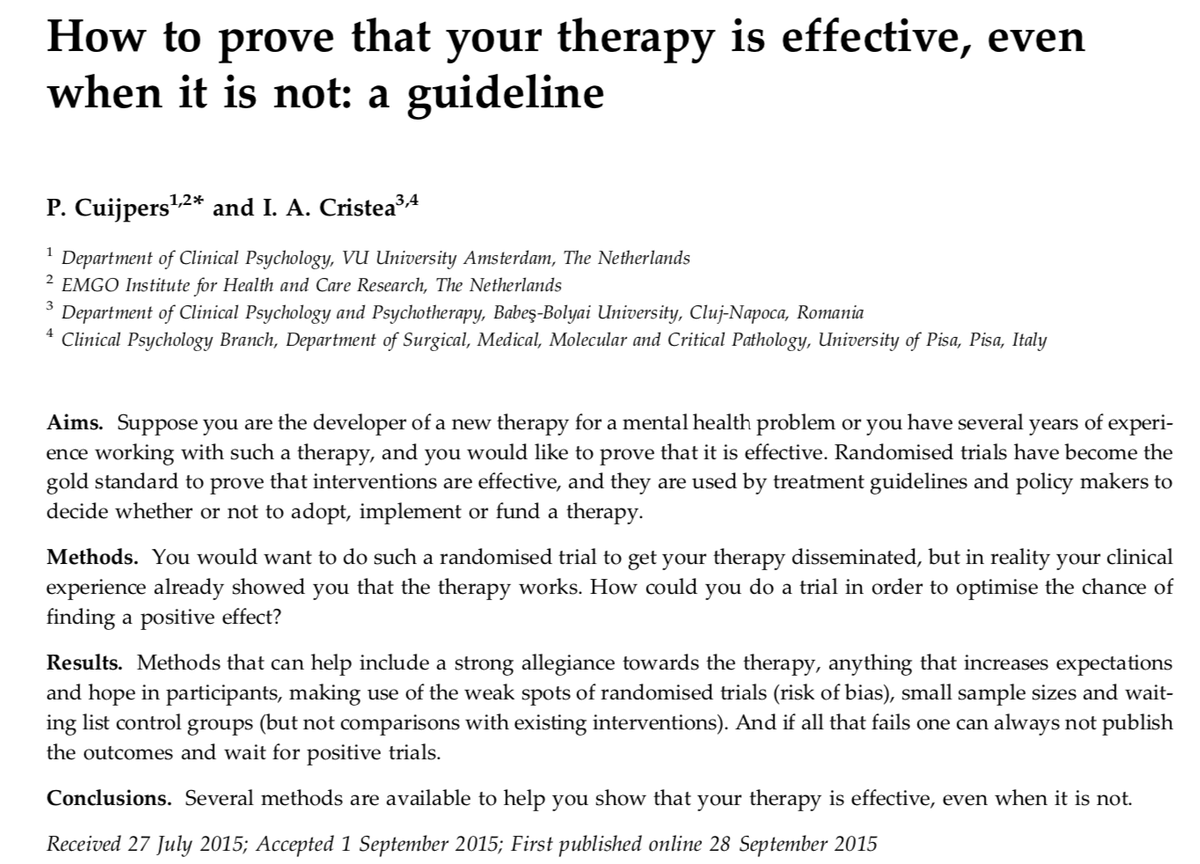 EikoFried's tweet photo. Want to prove that your treatment is effective when it is not?

https://t.co/K13hACXw3G

@pimcuijpers &amp; @IoanaA_Cristea got you covered! https://t.co/EtI3pj7mnI