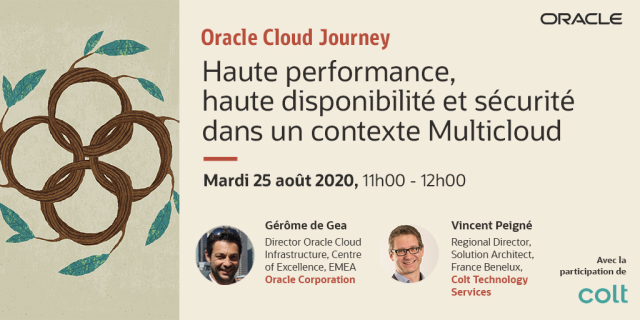 bounes's tweet photo. Architecture #Multicloud : comment assurer haute performance, haute disponibilité et #sécurité? Évènement Virtuel avec Oracle et Colt RDV le 25 août à 11h Inscription: https://t.co/P1aQgYjEKZ https://t.co/JqhUENLbOp