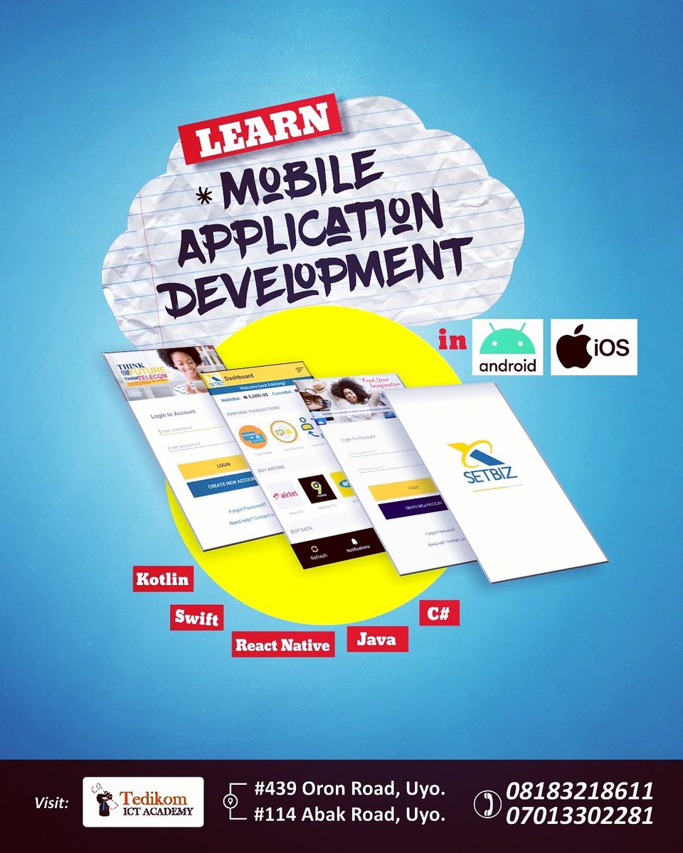 tedikom_academy's tweet photo. Mobile application development is an in demand skill which anybody with any level of technical knowledge can leverage on and become very productive.

You can become a mobile app developer today❗📱👩‍💻🤳
#cometotedikom #learnmobileapp #LearnDigitalSkills #tedikomictacademy #uyo https://t.co/5kbf4CAjTa
