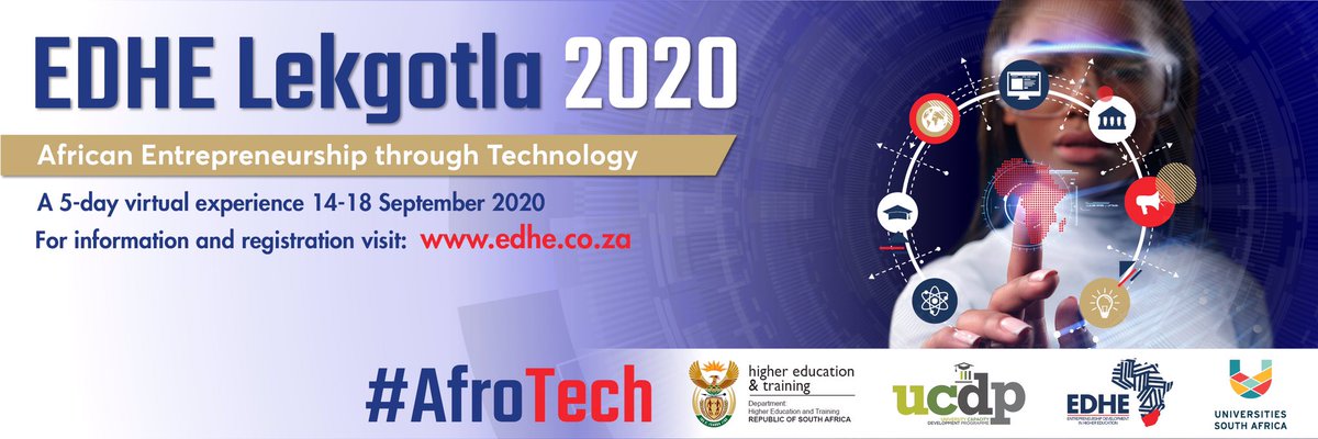 TvetRadioSA's tweet photo. Register to join the free virtual Entrepreneurship Development in Higher Education (EDHE) Lekgotla 2020 @EDHEStudents https://t.co/EtDnAdeSwC https://t.co/gEWoxN2Rzp