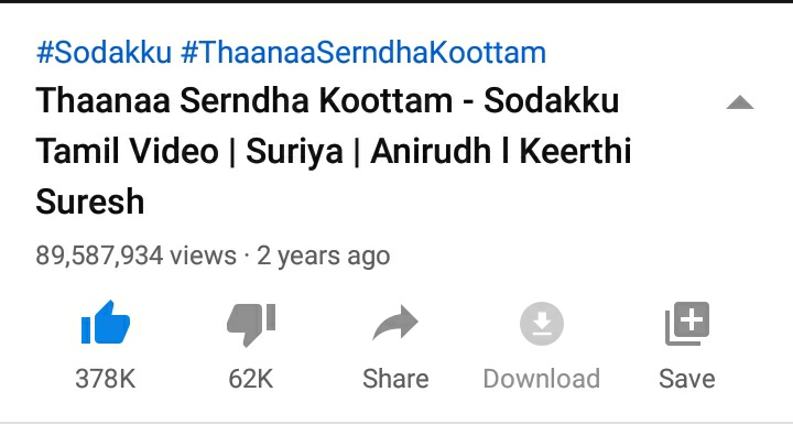 Rk_bsc008's tweet photo. #Sodaku - 89.5M views🔥🔥
#AnbePeranbe - 78.7M views😍
#Veyyonsilli - 20.5M views♥️
#kaatupayale - 12.8M views💥
Videos only 😜
@Suriya_offl #SooraraiPottru
@gvprakash @thisisysr @anirudhofficial @VigneshShivN
#Singam2 https://t.co/PAQCs5impk