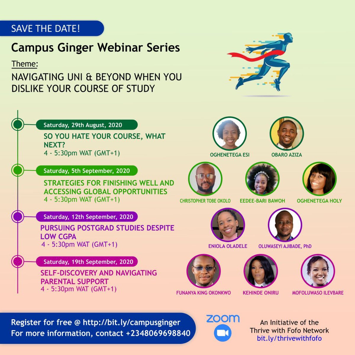 HRMKejiire's tweet photo. @FashDami 9 DAYS TO GO...
Does school feel like a drag 'cause you wish you're studying a different course? Having low grades as result? Then don't miss out on this webinar. Register for FREE at https://t.co/U8hAGiPVHV
#campusgingerproject https://t.co/UMqgNVMsQ0