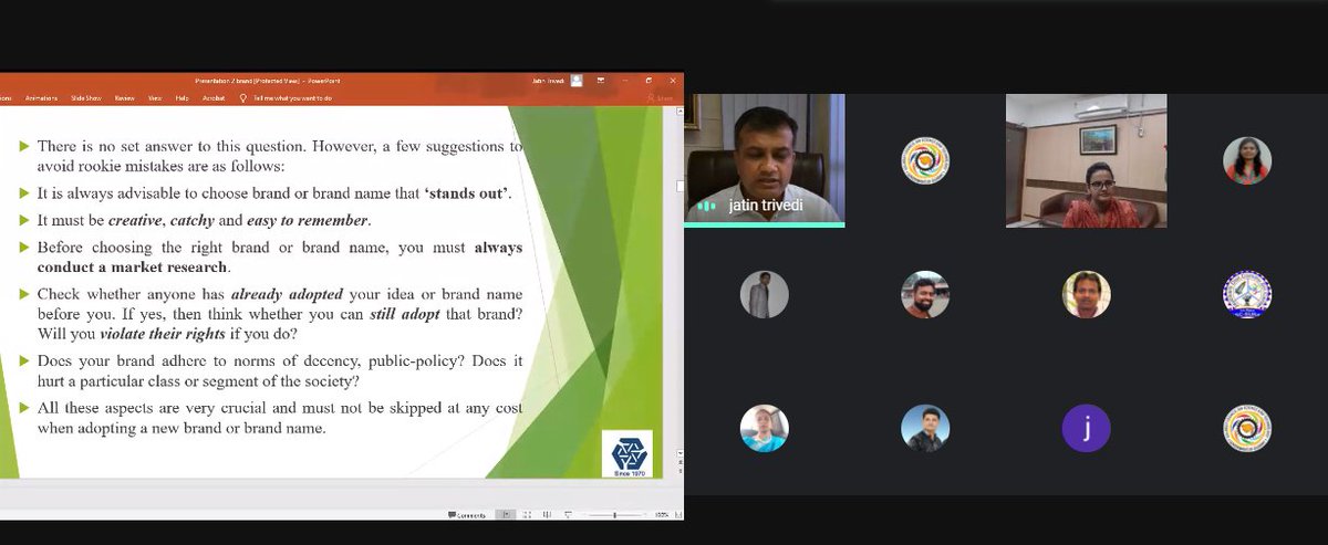 InfoGujcost's tweet image. Choose your #brand name that #standsout!! so that it belongs to you and you can build the #uniquebrand.
ShriJatinTrivedi, YJTrivedi&amp;amp;Co.
#GujaratIPFestival2020 #TheTradeMarksAct1999
Join us: meet.google.com/edp-hmvw-gqs
@CIPAM_India @InfoGujarat @LetsTalkGujarat @cgpdtm_india @RGNIIPM