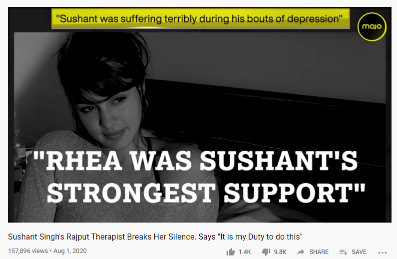 01-Aug-20Sushant Singh Rajput’s therapist-Susan Walker: ‘He was suffering from depression and hypomania, Rhea Chakraborty his strongest support’ https://www.hindustantimes.com/bollywood/sushant-singh-rajput-s-therapist-he-was-suffering-from-depression-and-hypomania-rhea-chakraborty-his-strongest-support/story-YcLTSRkwfKekdvfIgoLYAI.htmlAudio Interview-Another swamy conspiracy theory bites the dust.