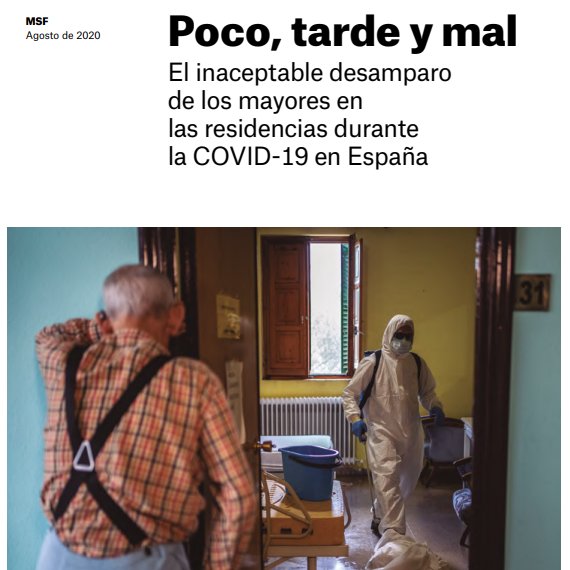 ✅RECOMANEM llegir l'informe "Poco, tarde y mal" de <a href="/MSF_Espana/">Médicos Sin Fronteras</a>! 
 bit.ly/34gYsdS

"Hi ha d'haver canvis que evitin que la situació de desprotecció de les persones grans es repeteixi" 

#Covid_19  #personesgrans
