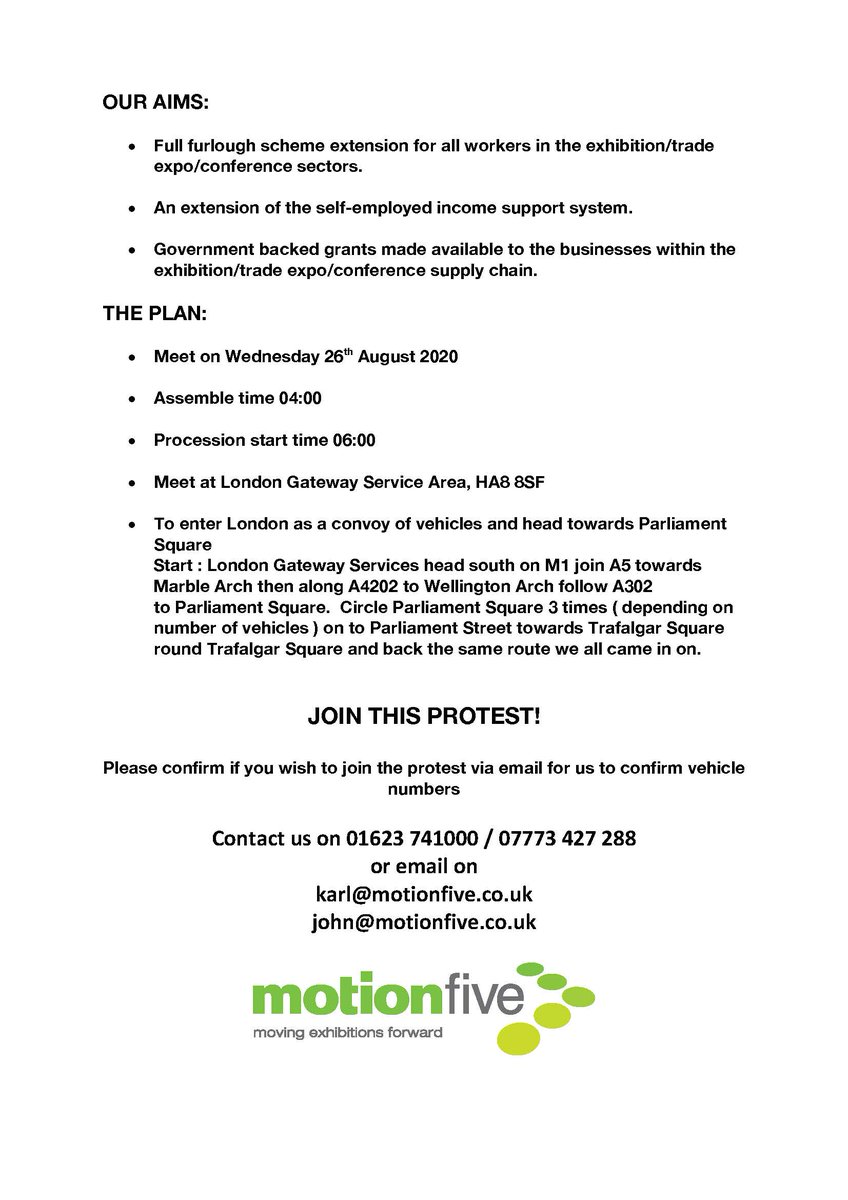 #ProjectConfidence #eventprofs Save our exhibition industry! join our vehicle led protest in London Wednesday 26th August 4am London Gateway Services