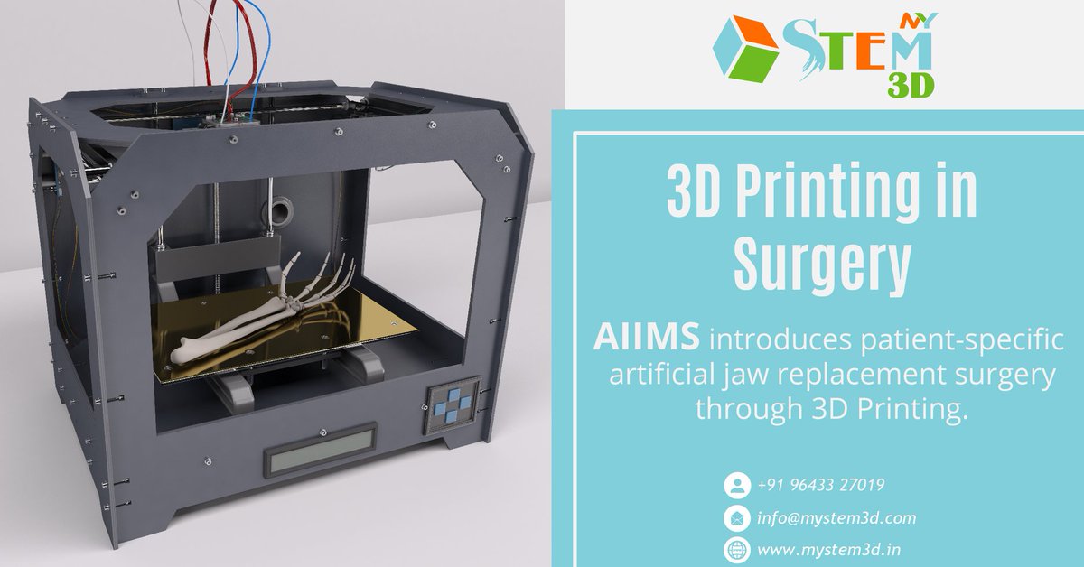 mystem3d's tweet photo. During its Total TMJ Replacement #Workshop, #AIIMS introduced artificial jaw-joint replacement workshop using #3Dprinting #technology. This will be beneficial for the economically weak section, as it costs less. https://t.co/saXrgpPfhX