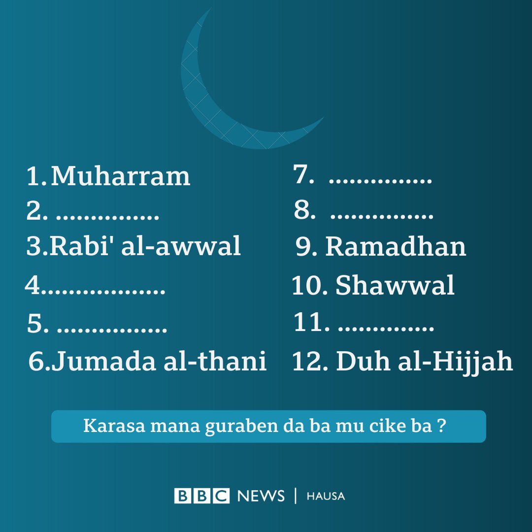 Ishaka Rabiu On Twitter 2 Safar 4 Rabiul Al Thani 5 Jumada Al Awwal 7 Rajab 8 Sha Aban 11 Zulki Idah