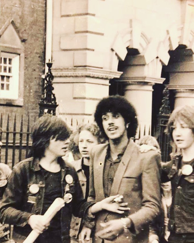 Phil Lynott having a stroll outside Newcastle City Hall.
Happy 71st Birthday Phil. 