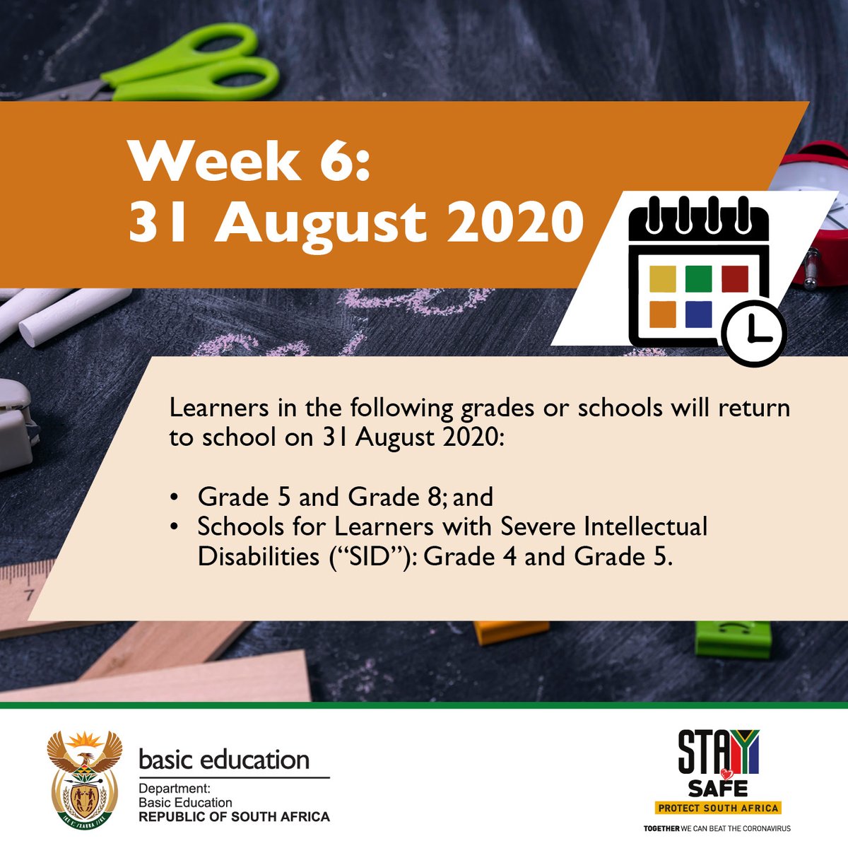 ReginahMhaule's tweet photo. #ReopeningSchools schedule for 24 &amp;31 Aug. Some schools returned other grades with Gr 12 learners having sought &amp;received approval from Provincial Offices. I want to urge parents to phone their school for more info on procedures &amp; protocols for returning grades @DBE_SA @GCISMedia https://t.co/ReVFrJVmhW