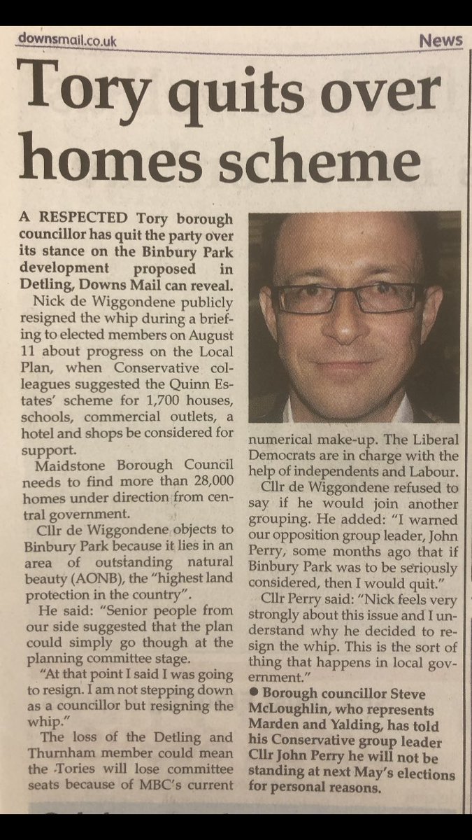 Nick_de_W's tweet photo. Cllr Nick de Wiggondene-Sheppard quits Tories over homes scheme.
#Detling and #Thurnham #AONB @CPRE @CPREKent https://t.co/hO2BJWwZAt