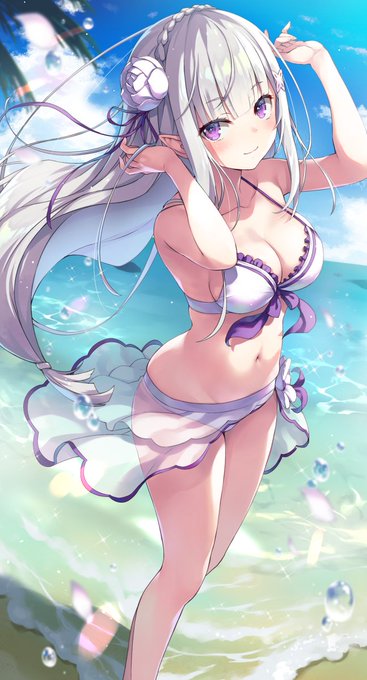 水着なエミリアたん!🐳
#リゼロ 