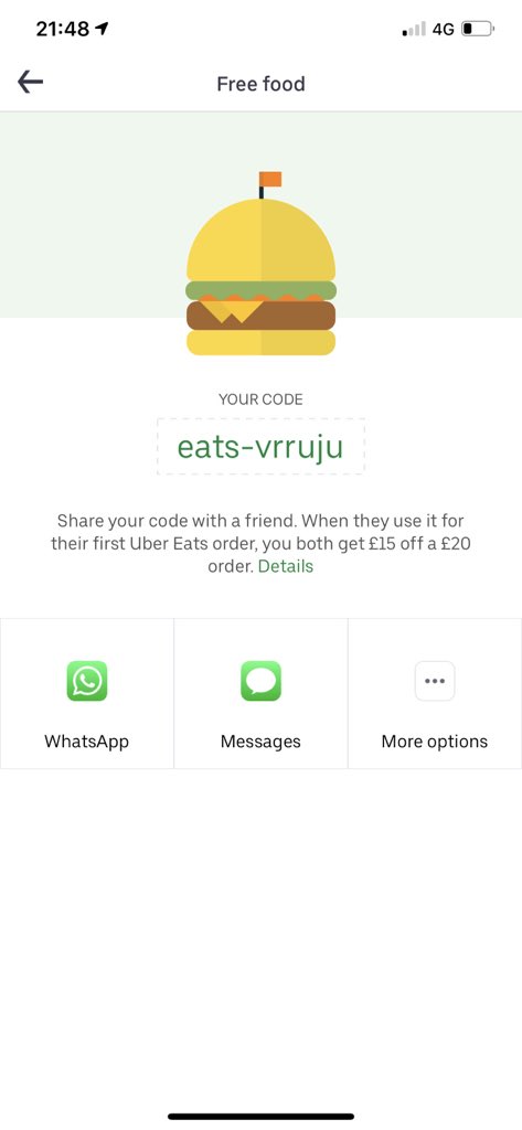 Stefan_Wills's tweet photo. Uber Eats code offer time!!! £15 off a £20 spend - new customers only - Prepare your order then use my code : eats-vrruju 🌭🍔🍟 enjoy! #UberEATS #ubereats配達員 #UberEatsPromoCode #ubereatspromo #ubereatspromouk #asos #DemConvention #Covid_19 #MyPresident #FreeSza #Chimano https://t.co/az77ZF3lOn