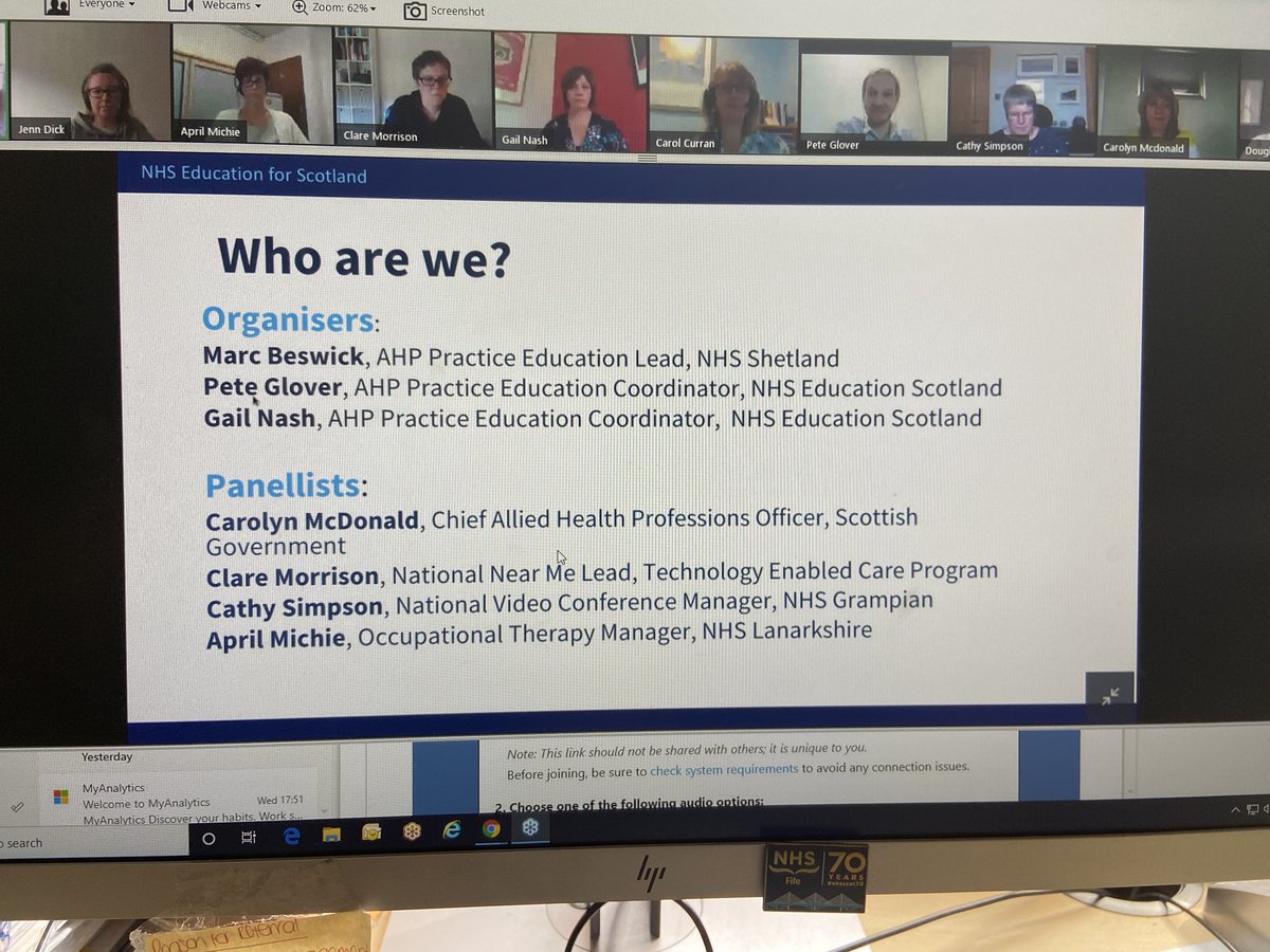 GailDietitian's tweet photo. Here we go another webinar ..looking forward to today’s one on student virtual placements @Ahpscot @nhsfife https://t.co/4AqrpwquSO