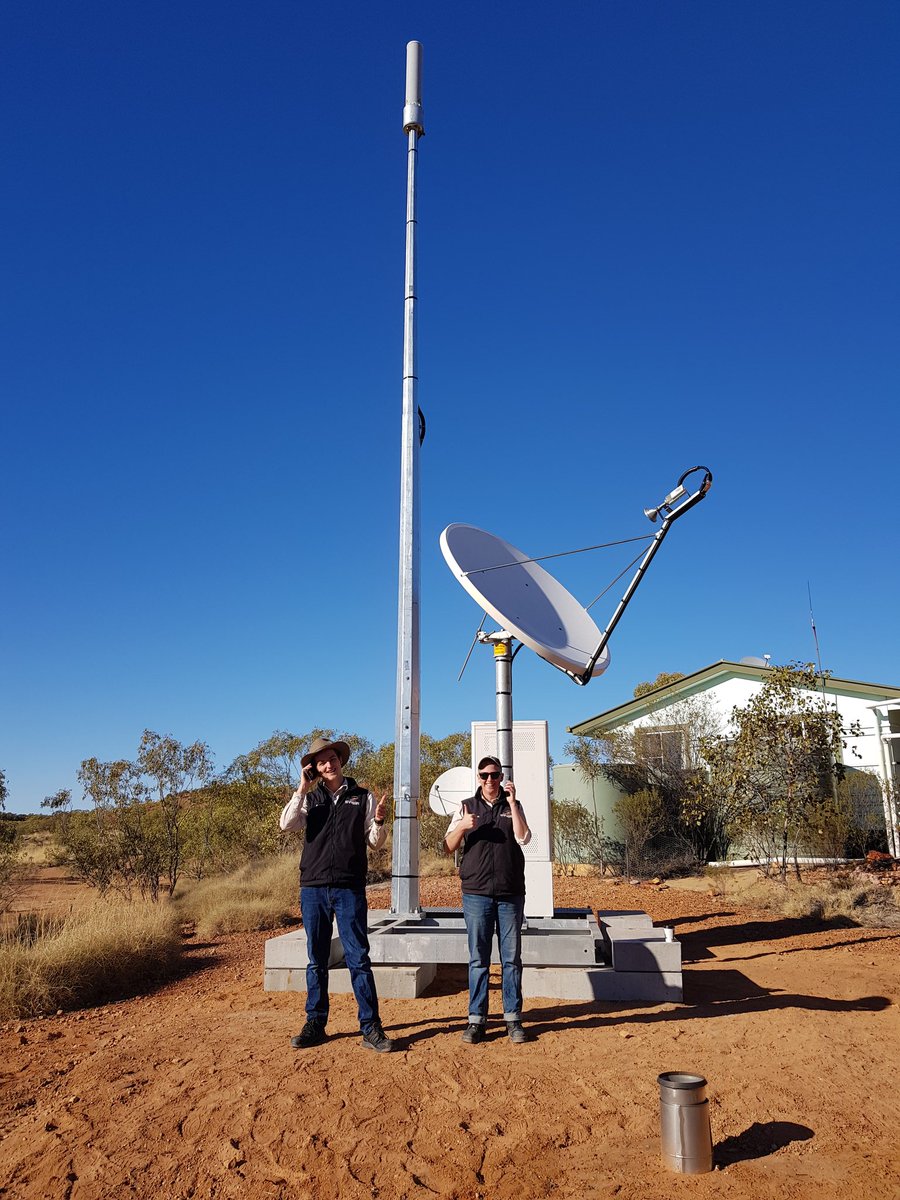 cdh348's tweet photo. The view from my office window today @Telstra NW Construction, while installing a Satellite Mobile Small Cell at Lark Quarry Dinosaur Tracks 110klm south of Winton Central QLD 100 million years in the making #dinosaurStampede #outbackqueensland  #dinosaur #mobilephone #satellite https://t.co/njBQfCF8M3