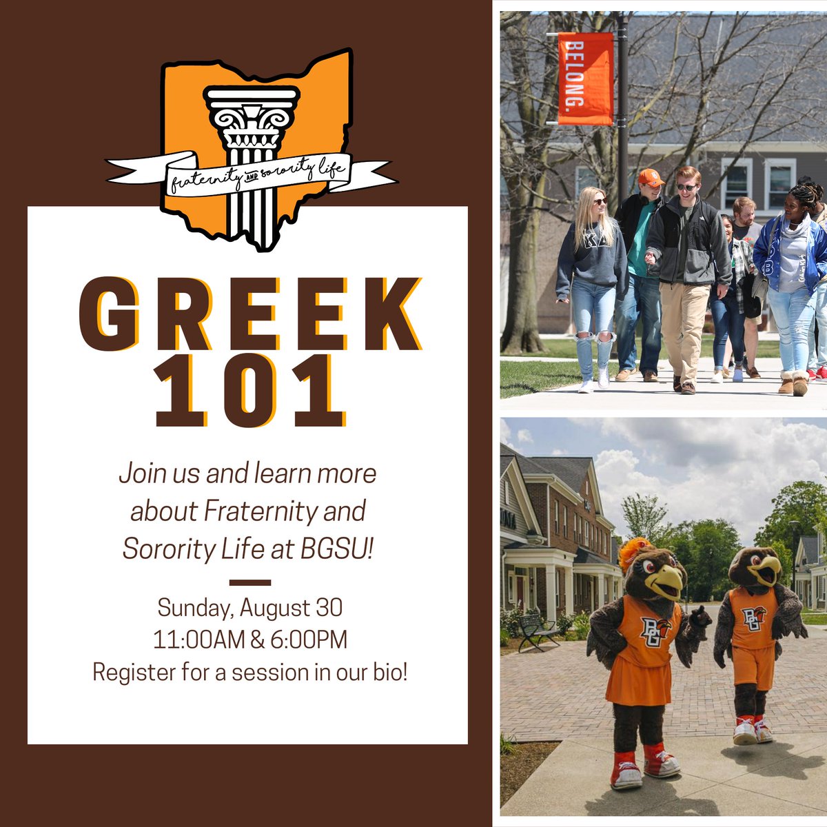 Want to join a fraternal organization but don't know where to start? Join us on August 30 as we tell you the ins and outs of "Going Greek" at #BGSU😀