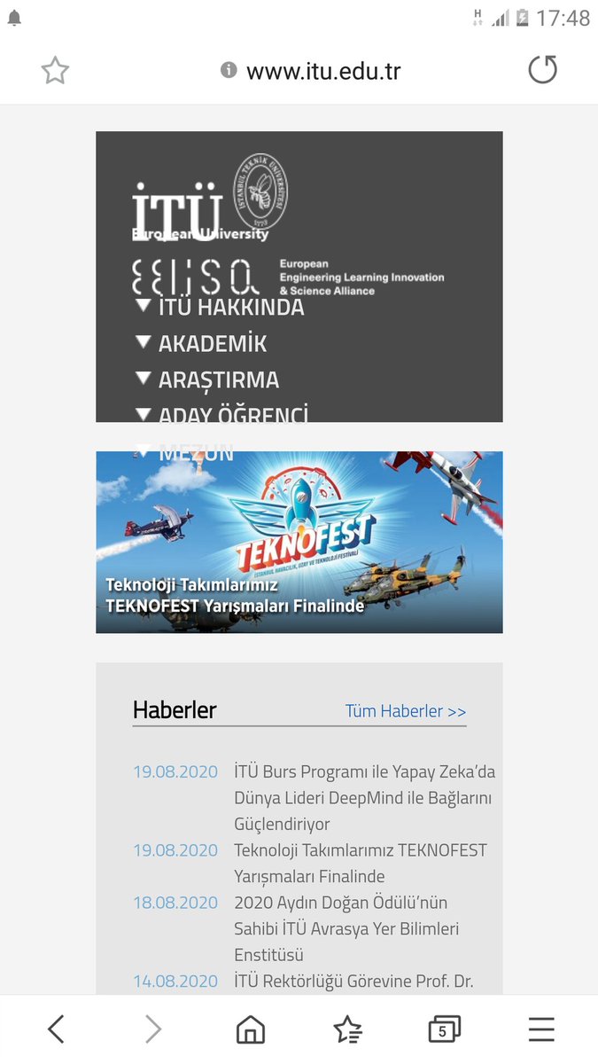İstanbul Teknik Üniversitesi'nin resmi web sayfası. TEKNOFEST'te finale kalan takımlarının haberini ne güzel yapmışlar. TEKNOFEST'te şampiyon olmuş, son dört yılın TUBITAK Elektrikli Araç yarışlarına damgasını vurmuş 1.5Adanamız var ama bilen yok. Bundan sonra bilinsin lütfen.