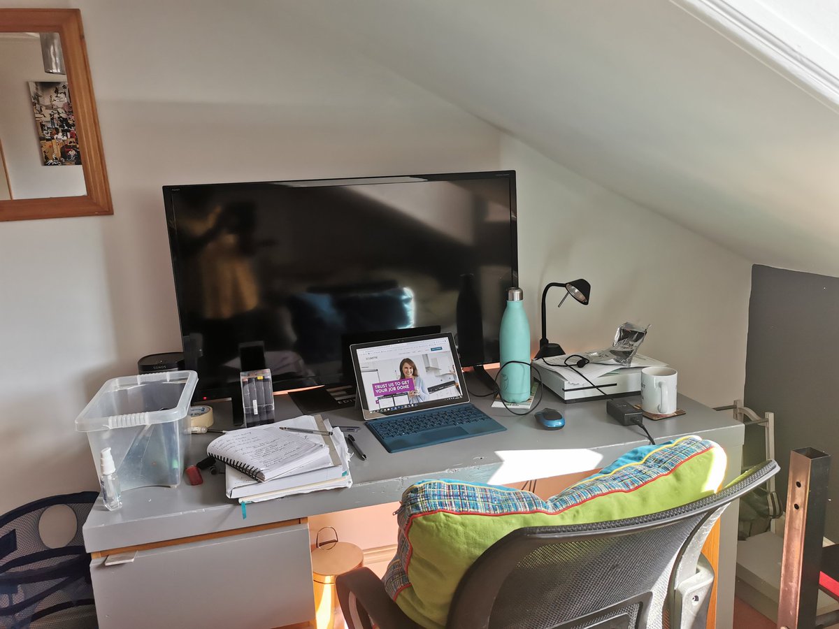 My last blog was about your #homeofficespace. Today I'm working from my son's bedroom. Don't be shy 😏share your work space 😁. Note my small PC tucked infront of his huge TV &amp; xbox 😂😂😂