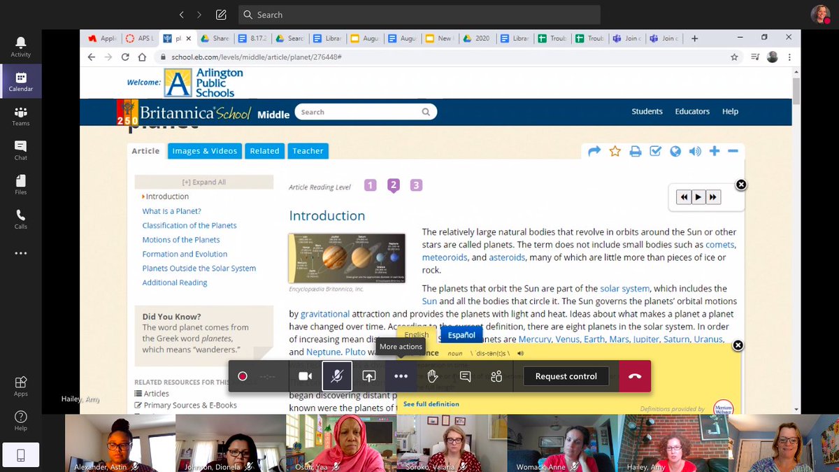 APSLibrarians's tweet photo. #thankyou @APSlearns for a great day with our new librarians, including @ReadingRube . We learned about the many resources offered from Library Services through @CanvasLMS @Britannica @MicrosoftTeams https://t.co/btH37Lj1u6