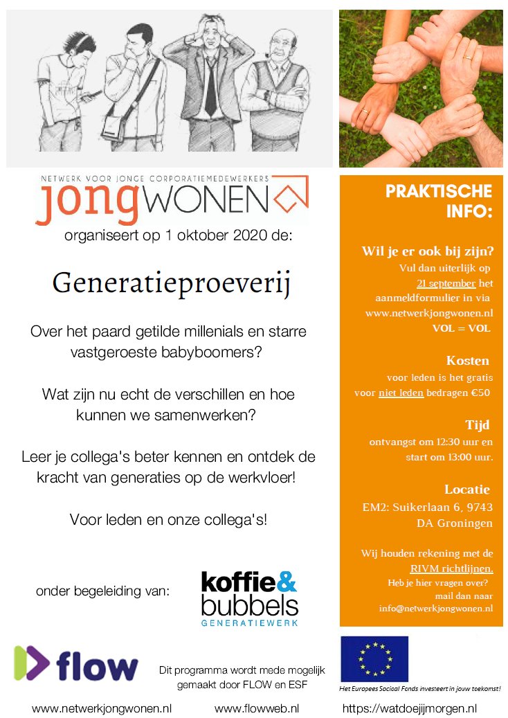 Op 1 oktober is onze volgende bijeenkomst. Van over het paard getilde millenials tot starre vastgeroeste babyboomers, alle leeftijden zijn welkom bij de generatieproeverij! Meer info en aanmelden op netwerkjongwonen.wordpress.com/2020/08/18/the…