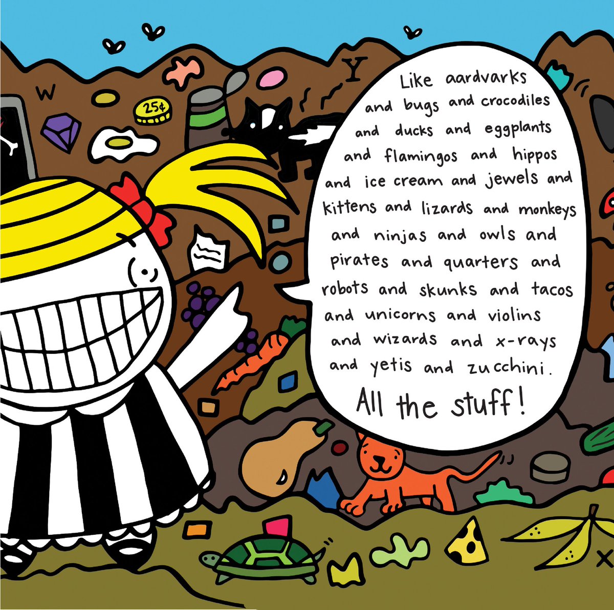 HoarderPorter's tweet photo. #PorterTheHoarder 
What do you mean you can't find it?!?  YOU DREW IT!!"   Find hundreds of hidden items from "Amanda the Awesome Aardvark" to "Zeke the this-is-a-real-thing Zorse" in Porter the Hoarder and the Alphabet Adventure!  
Order now on Amazon!
https://t.co/ILgxirlutj https://t.co/vutp04t6uy