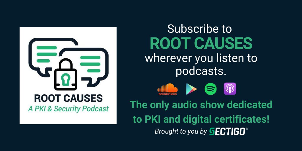 Sectigo (@sectigohq) on Twitter photo “<a href="/RootCausesPod/">Root Causes</a> is a unique source for in-depth perspective on digital certificates & crypto. I don’t have another podcast where I can hear about this material" - Root Causes listener
Join our #podcast hosts @timcallan & <a href="/jasonsoroko/">Jason Soroko</a> as they explore #PKI! sectigo.com/resource-libra… “<a href="/RootCausesPod/">Root Causes</a> is a unique source for in-depth perspective on digital certificates & crypto. I don’t have another podcast where I can hear about this material" - Root Causes listener
Join our #podcast hosts @timcallan & <a href="/jasonsoroko/">Jason Soroko</a> as they explore #PKI! sectigo.com/resource-libra…