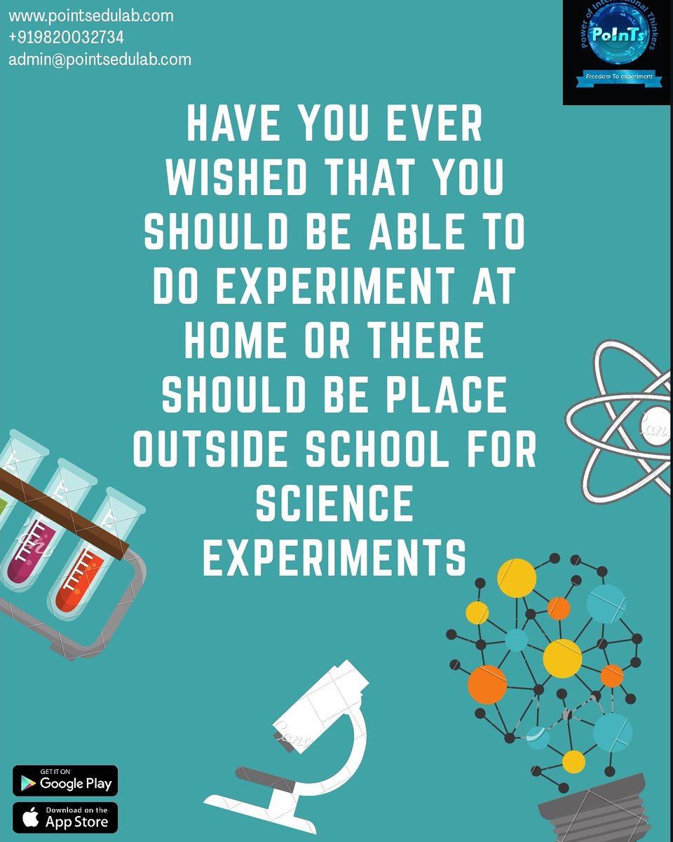 p_edulab's tweet image. PoInTs Edulab And Studio Provides You This Opportunity And Freedom To Experiment. We Assist You In All Possible Way To Perform Any Science Experiment At School Level.
So Come and be a part of PoInTs Edulab And Studio, An Initiative From Team Of Ritesh Jha.