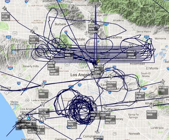 The program has revealed just how busy our skies are with invisible, unregarded surveillance aircraft. This image is not a lengthy time-lapse: it is a snapshot of a single moment in the LA skies. https://docs.google.com/presentation/d/1sowJrQQfgxnLCErb-CvUV8VGXdtca6SWYWWLRPZgaHI/edit#slide=id.g5086fd3e26_0_794/