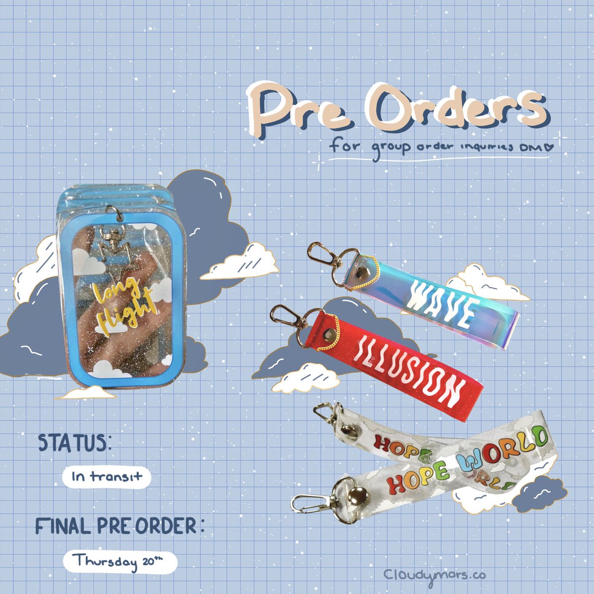 cloudymarsco's tweet photo. Today will be the final day to preorder these babies: 
- Taeyong Long Flight Keychain 
- Ateez Wave/Illusion Lightstick Keychains 
- J-Hope Hope World Lightstick Keychain 

Instocks will be put this upcoming week 🤍
#taeyong #ateez #fanmade #jhope https://t.co/6ZyBQV90XJ