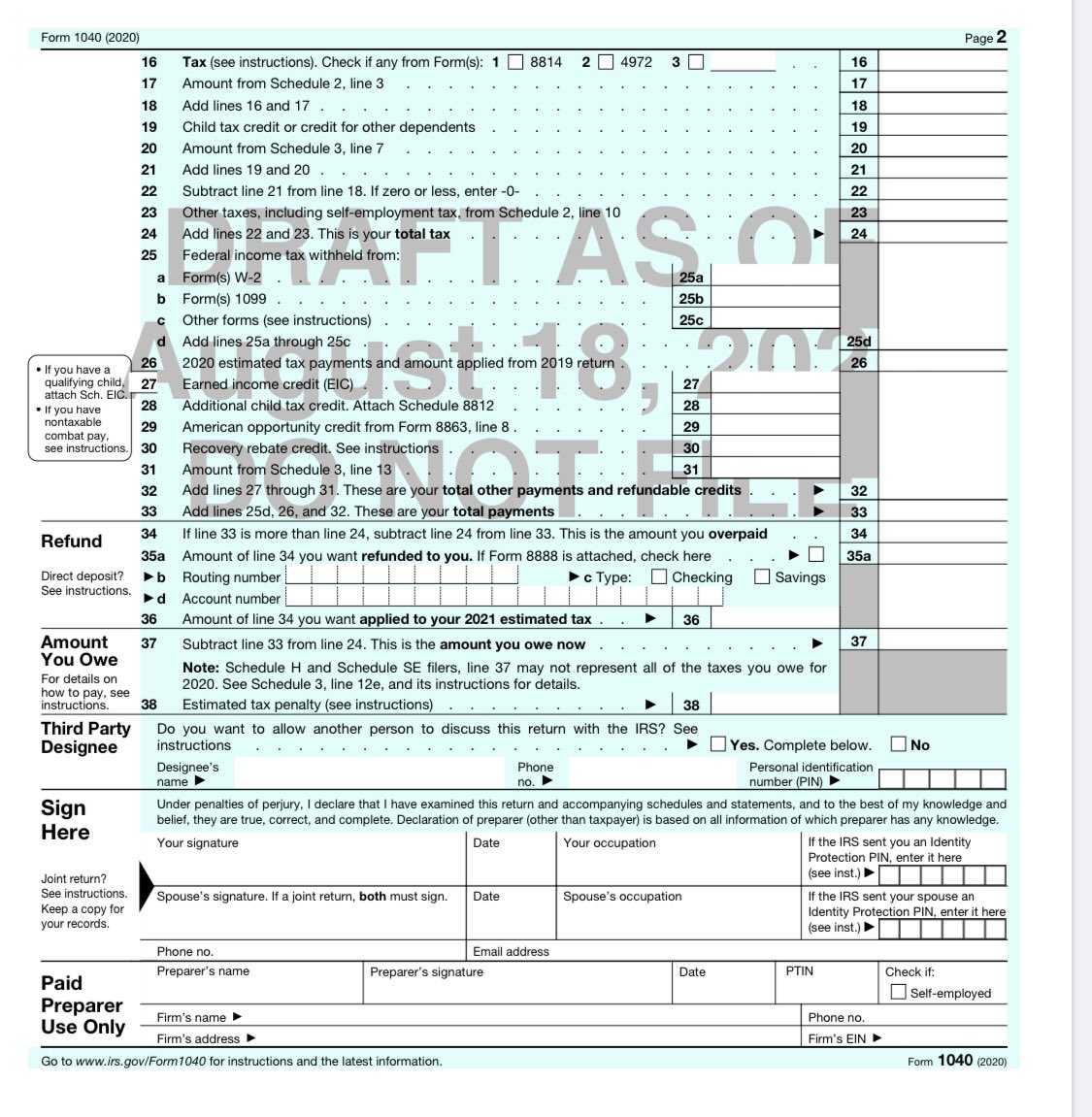 irs 1040 form
