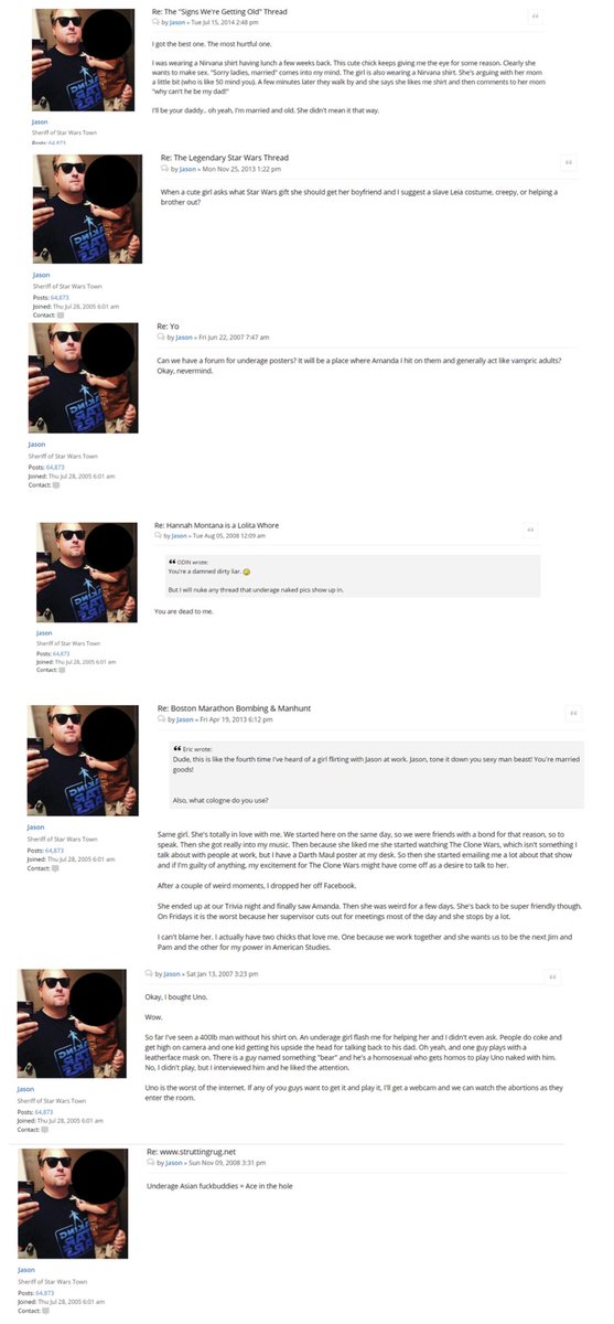 SW_takes's tweet photo. Since Jason Ward (MakingStarWars) is trying to make a come back with Star Wars leaks, here's some evidence of his disgusting behavior. There's more, but I don't want to involve the women he preyed upon again, since this is more than enough to stop following him. https://t.co/CubBpL14RQ