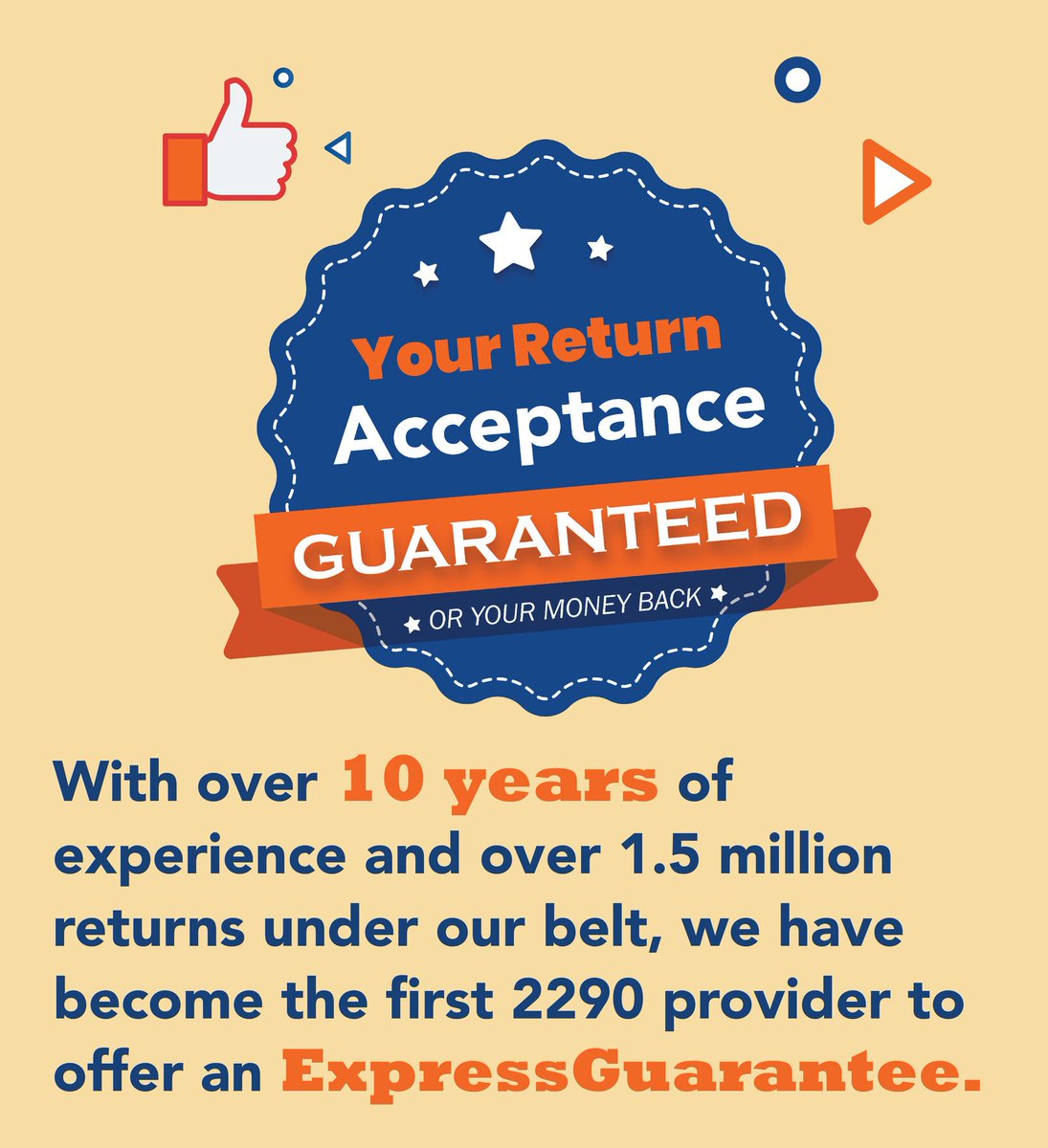 hvut550's tweet photo. Explore #ExpressGuarantee on #ExpressSTATS Today!
We are confident we can get your return accepted! If for any reason your return is not accepted, we will refund your filing fee – no questions asked!
Download July 2020 Form 2290 Trucker Trends here: https://t.co/opEei04dx7 https://t.co/EO1iAqX083