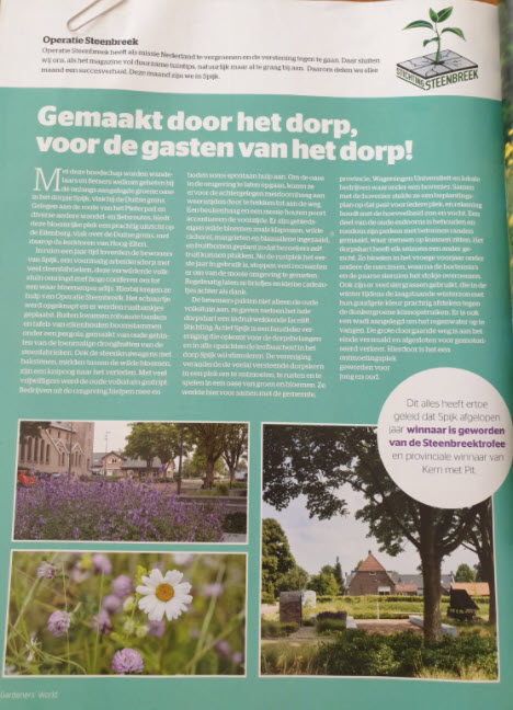 SteenbreekNL's tweet image. In #Gardeners'World  staat een prachtig artikel over #Spijk. Dit n.a.v. het winnen van de #Steenbreektrofee in 2019. Ben je ook benieuwd naar hun aanpak? Kom dan op 27 aug naar Spijk. Programma + aanmelden: steenbreek.nl/27-augustus-ex… @Stg_ActiefSpijk @margotribberink