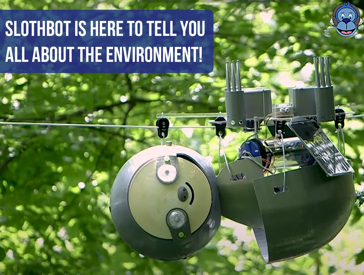 CHYWI's tweet photo. Powered by solar panels and using innovative power management technology, Georgia Tech's SlothBot moves along a cable strung between two large trees as it monitors temperature, weather, carbon dioxide levels, and other information in the Garden’s 30-acre midtown Atlanta forest. https://t.co/AqBwENh4bM