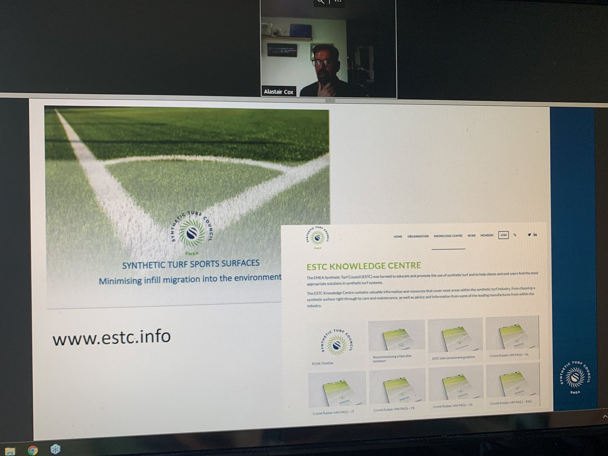 Excellent presentation by <a href="/alastairlcox/">Alastair Cox</a> for <a href="/SAPCA/">SAPCA</a> on the issue of #Microplastics and #infills on #3g football pitches