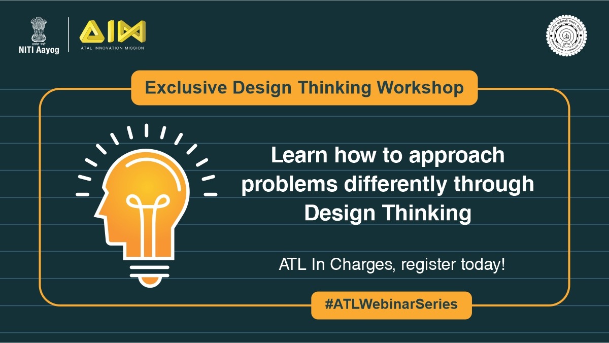 AIMtoInnovate's tweet image. Design thinking is the future!🧠

As part of our #ATLWebinarSeries on design thinking, AIM @NITIAayog, in collaboration with @iitdelhi, will take you through a series of exclusive design thinking workshops.

ATL in-charges can register here: forms.gle/f7WYhrUM5TXtap…