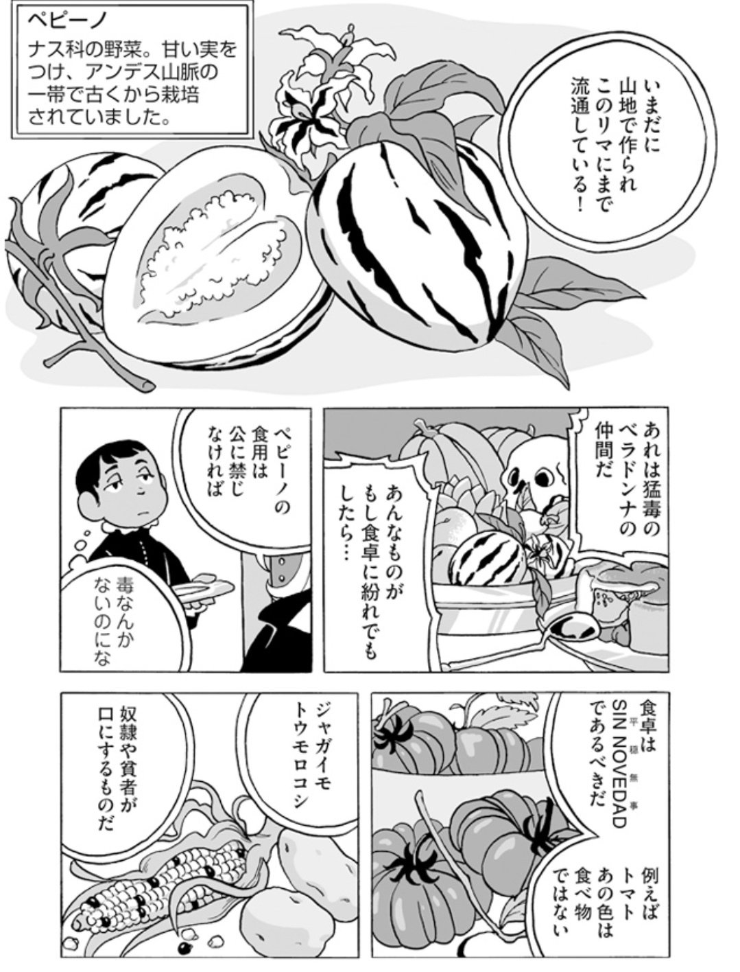 ロックスタァ 79 5 奴隷と貧者の食べ物 ジャガイモがヨーロッパから飢饉と戦争を一掃し 飢饉で追い詰められた人達がトマトを潰し パンに塗り釜に入れ始める おいしいは楽しく おいしいは世界を革命する ダンピアのおいしい冒険 Twitter