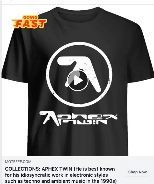 SamWalkerSmart's tweet image. The description on this #aphex tee FB ad has me howling.