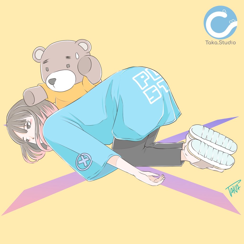 らくがき バツ チカラ尽き果てる クマ慰める イラストレーター Taka 名古屋のイラストレーターのイラスト