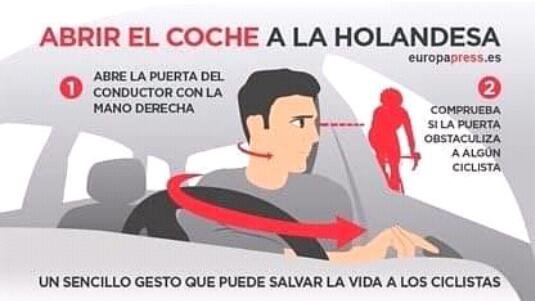 Hablemos de #Dooring, o apertura de puertas de autos sin mirar; ayer @juanmaenbici envió un flyer sobre el #GiroHolandés y yo me pregunto qué acciones necesitamos para evitar ese incidente vial que es muy común, muy traumático, y con graves consecuencias