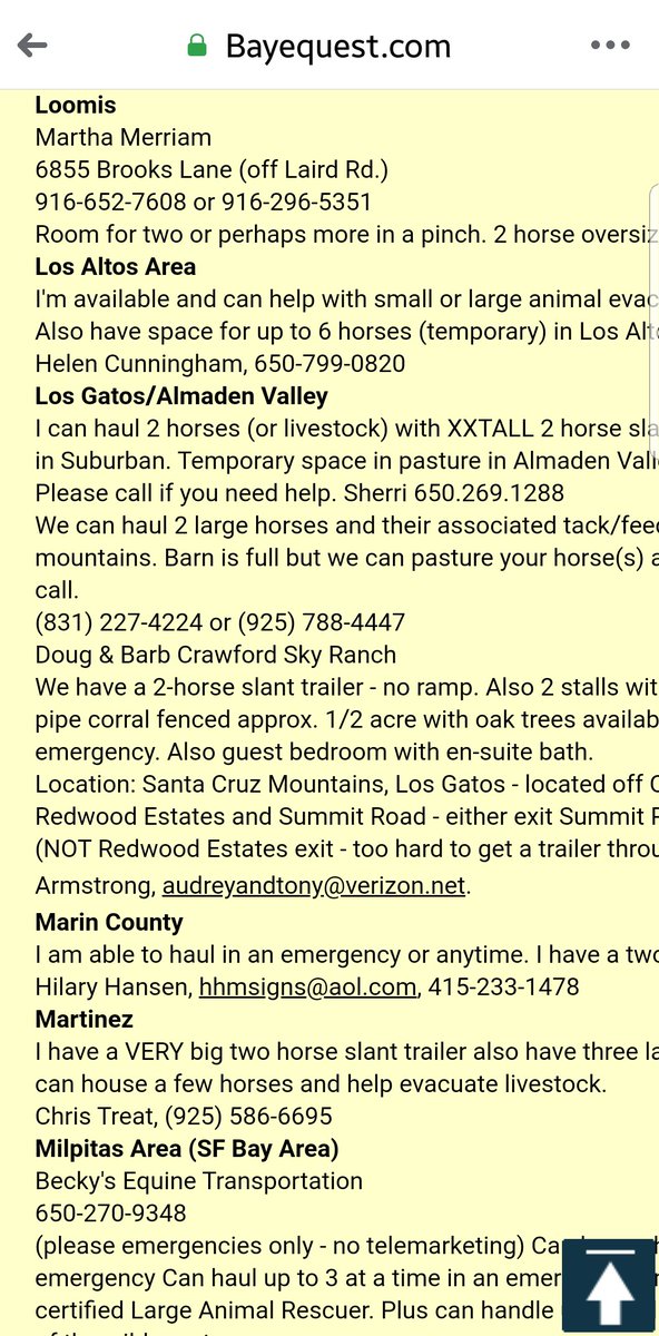 2/2 1/2  #LNULightningComplex #CZUAugustLightningComplex  #AnimalsYou'll find offers for temp housing,  #livestock  #pets &  #horses temp sheltering, etc http://www.bayequest.com/static/evacuation.htm #SantaCruzCounty  #California  #SamMateoCounty  #CaliforniaFires  #DAT  #MontereyCounty  #RiverFire